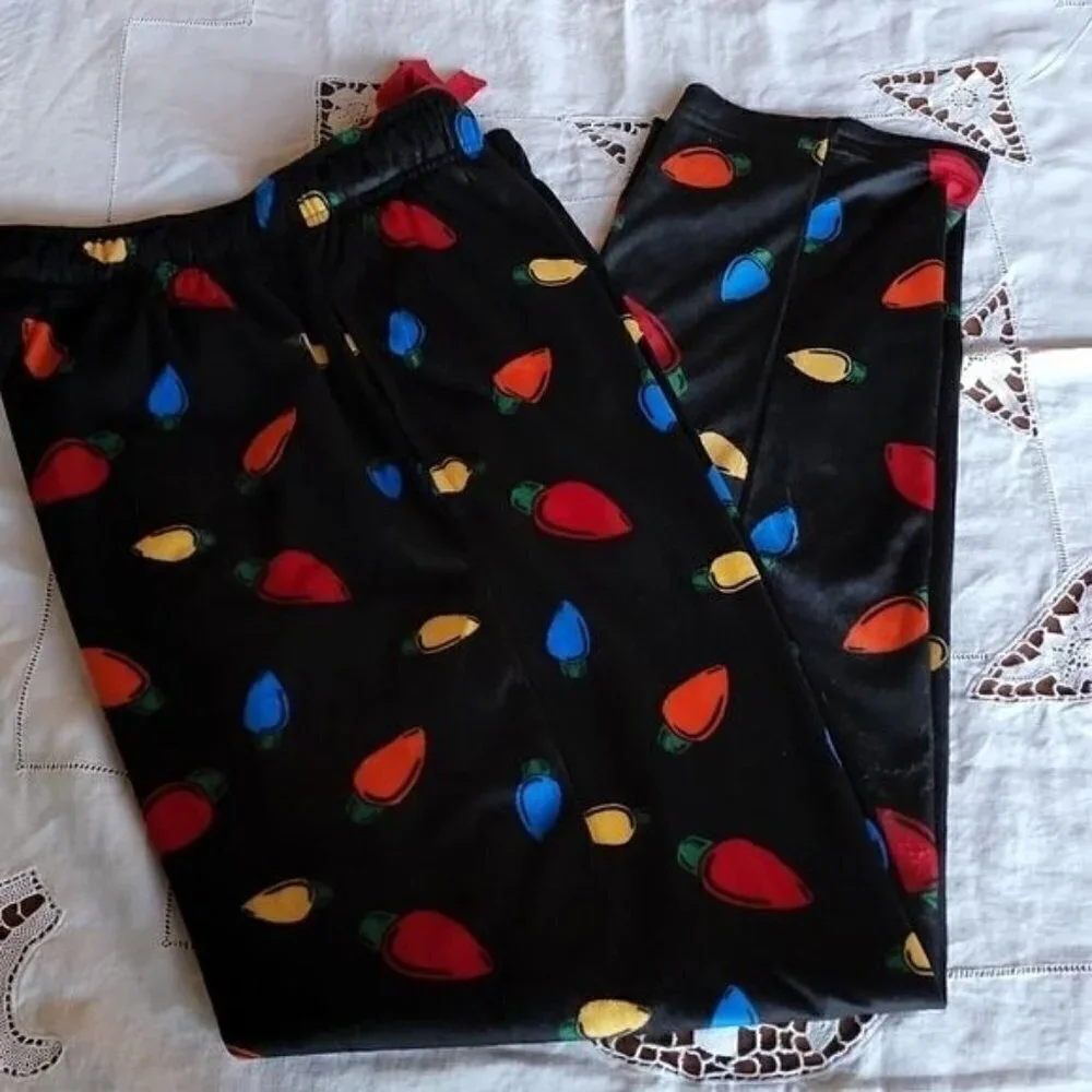 Varsity‎ Holiday Graphic Black Fleece Sz L Sleepwear Pants